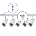 Set completo 1-Fase Rail 3 Metro Bianca | incl. 5x Faretti + GU10 2700K 3W Dimmerabile + Tappo Di Chiusura, Connettore di Alimentazione e I-Connettore